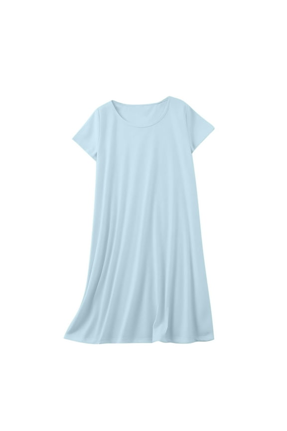 Nightgowns for Women Short Sleeve Crew Neck Tunic Sleepdress Soft Comfy House Dress Loungewear Sleepshirts