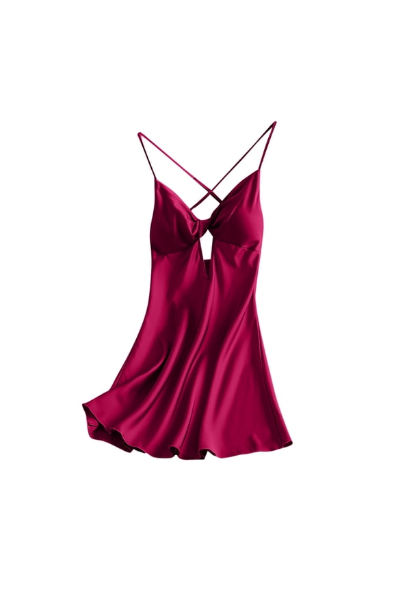 Nightgowns for Women Sleeveless Cut out Spaghetti Strap Backless Built in Bra Sleepshirts Cami Mini Sleep Dress