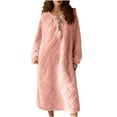 thumbnail image 1 of Yuaqua Women's Fuzzy Fleece Nightgowns Soft Warm Long Sleeve Tie Neck Midi Sleep Dress Plush Loungewear Dresses(Pink,X-Large), 1 of 7
