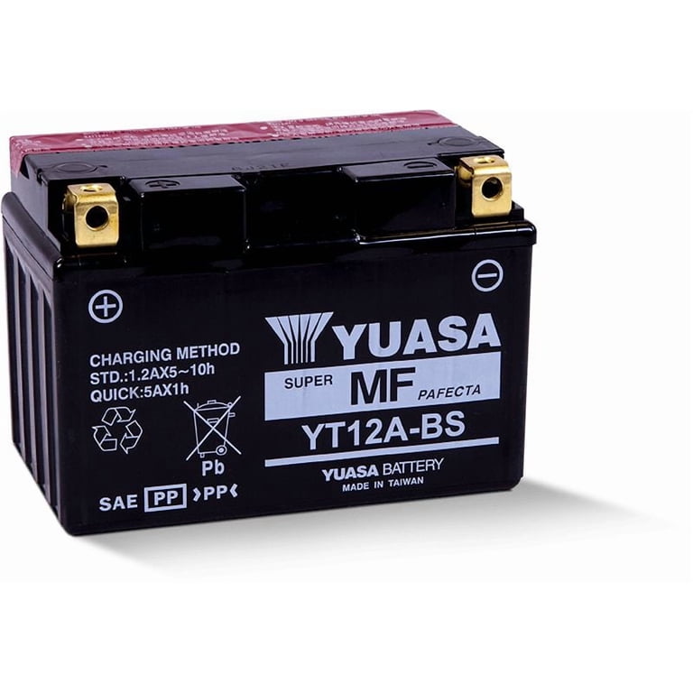 Yuasa YT12A-BS Maintenance Free 12 Volt Battery with Spill-Proof