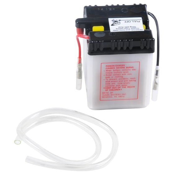 Yuasa 6V Conventional Motorcycle Battery, 6N4-2A, 4Ah, Dry Charged, Dirt Bike & Street (YUAM2640B)