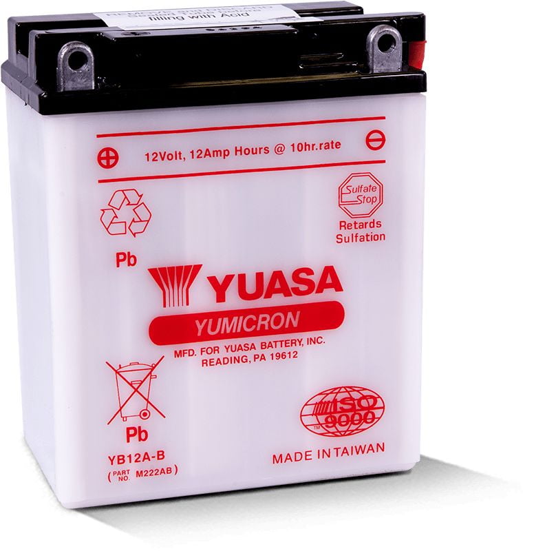 Yuasa Yumicron YB12A-B 12V Conventional Powersports Battery, 12Ah 