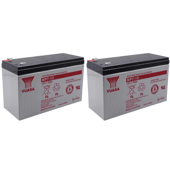 Yuasa NP7-12 12V 7Ah AGM VRLA Rechargeable Battery, F1 Faston Terminal, Pack of 2