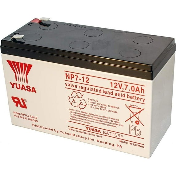 Yuasa NP7-12 12V/7Ah Sealed Lead Acid Battery with F1 Terminal