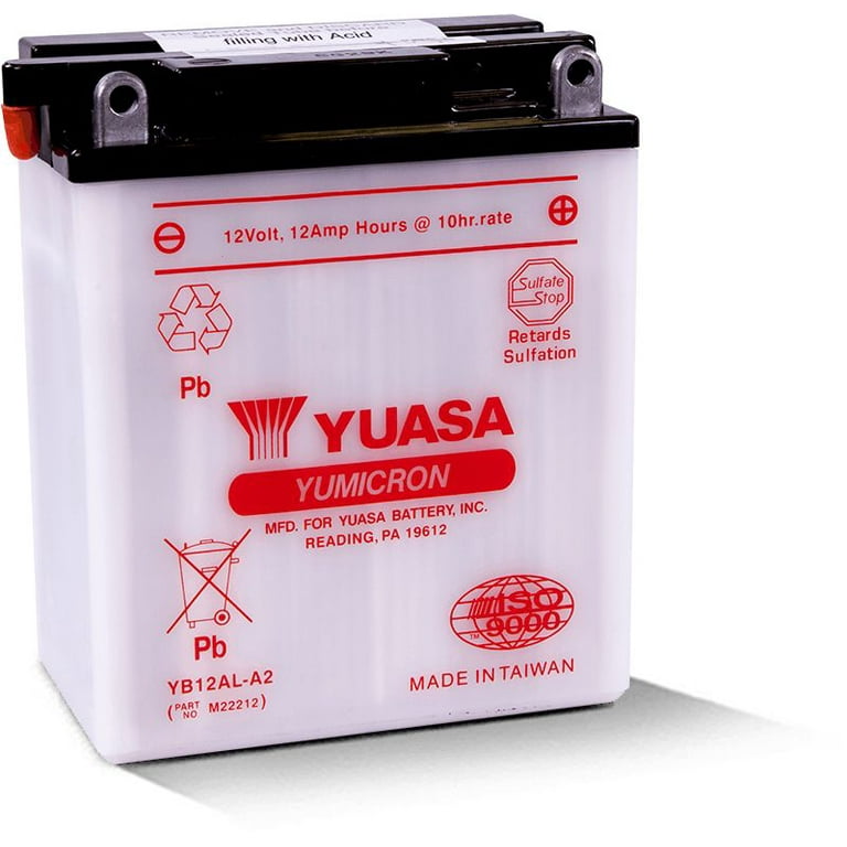Yuasa YB12AL-A2 Motorcycle Yumicron 12-Volt Dry Battery for