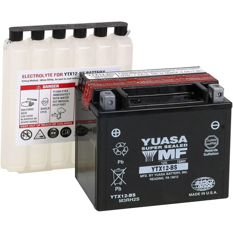 YUASA AGM バッテリー YTX12-BS 12V 10Ah Yuasa Motorcycle Power YTX12-BS AGM Fresh Pack Battery