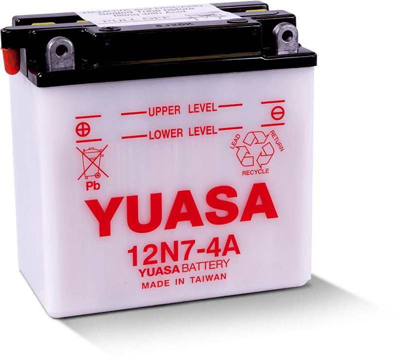 Yuasa 12N7-4A Conventional 12V 7Ah Lead Acid Motorcycle Battery, 74 CCA, Dry Charged (YUAM2274A)