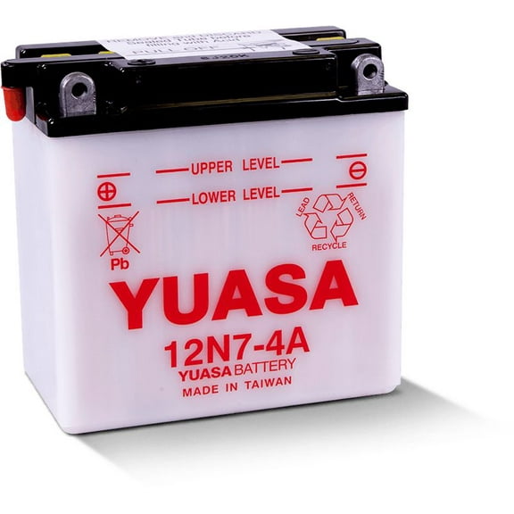 Yuasa 12N7-4A Conventional 12V 7Ah Lead Acid Motorcycle Battery, 74 CCA, Dry Charged (YUAM2274A)