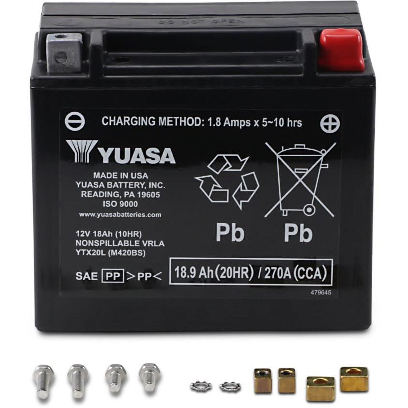 Yuasa Ytx20l Factory Activated Maintenance Free 12 Volt Batt