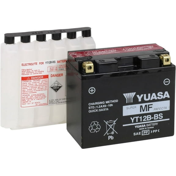 Yuasa YUAM6212B YT12B-BS Maintenance Free AGM Battery with Acid pack