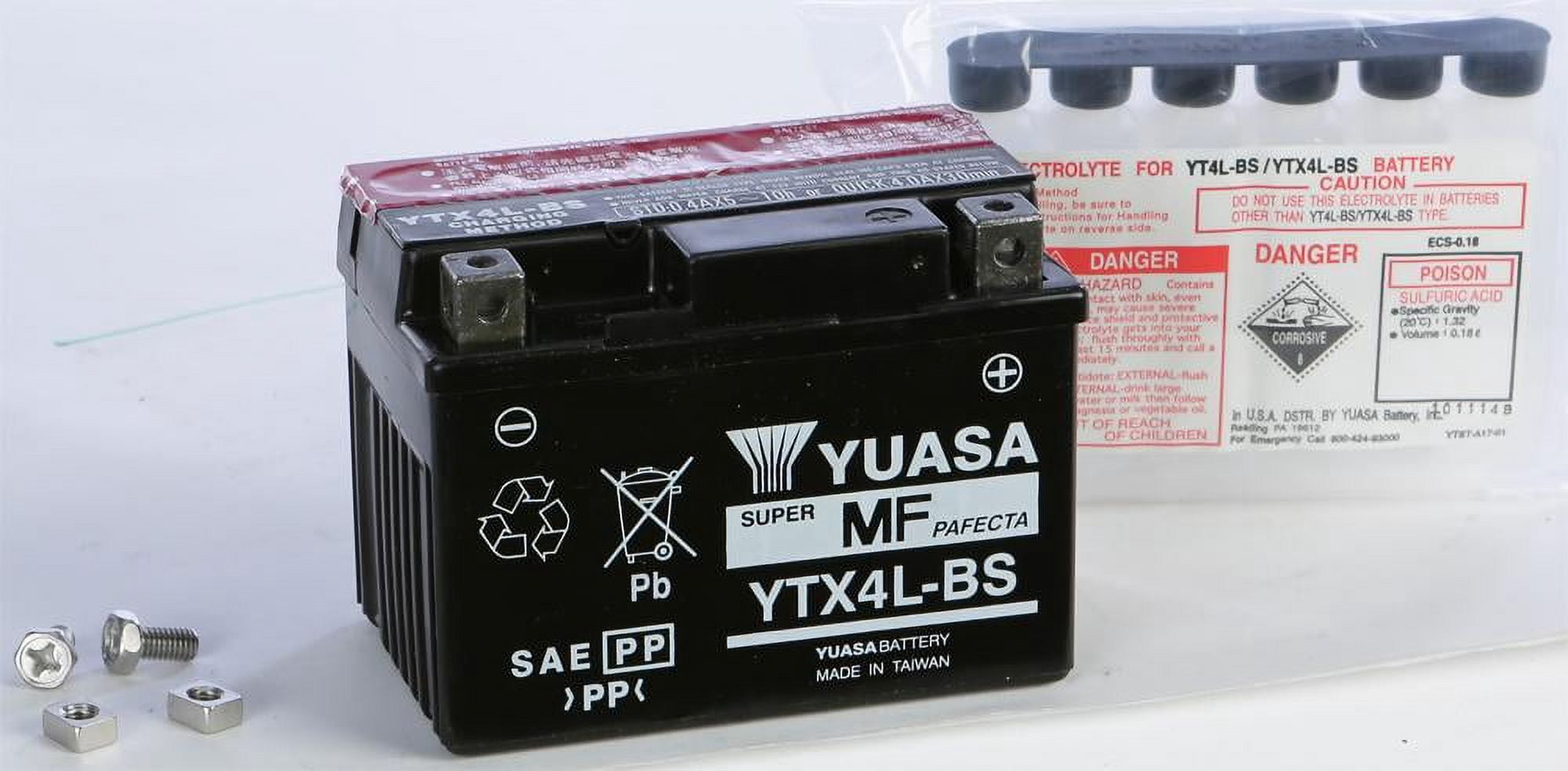 Yuasa YTX4L-BS Maintenance Free 12 Volt Battery-YUAM62X4B
