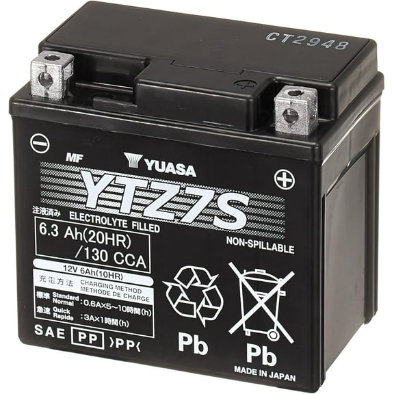 Yuasa YUAM727ZS YTZ7S Factory Activated YTZ High Performance AGM Battery