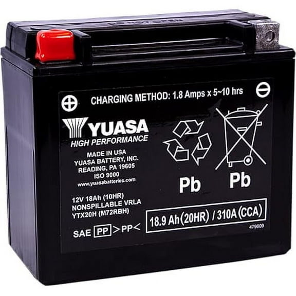 Yuasa YUAM72RBH YTX20H Factory Activated H Series AGM Battery