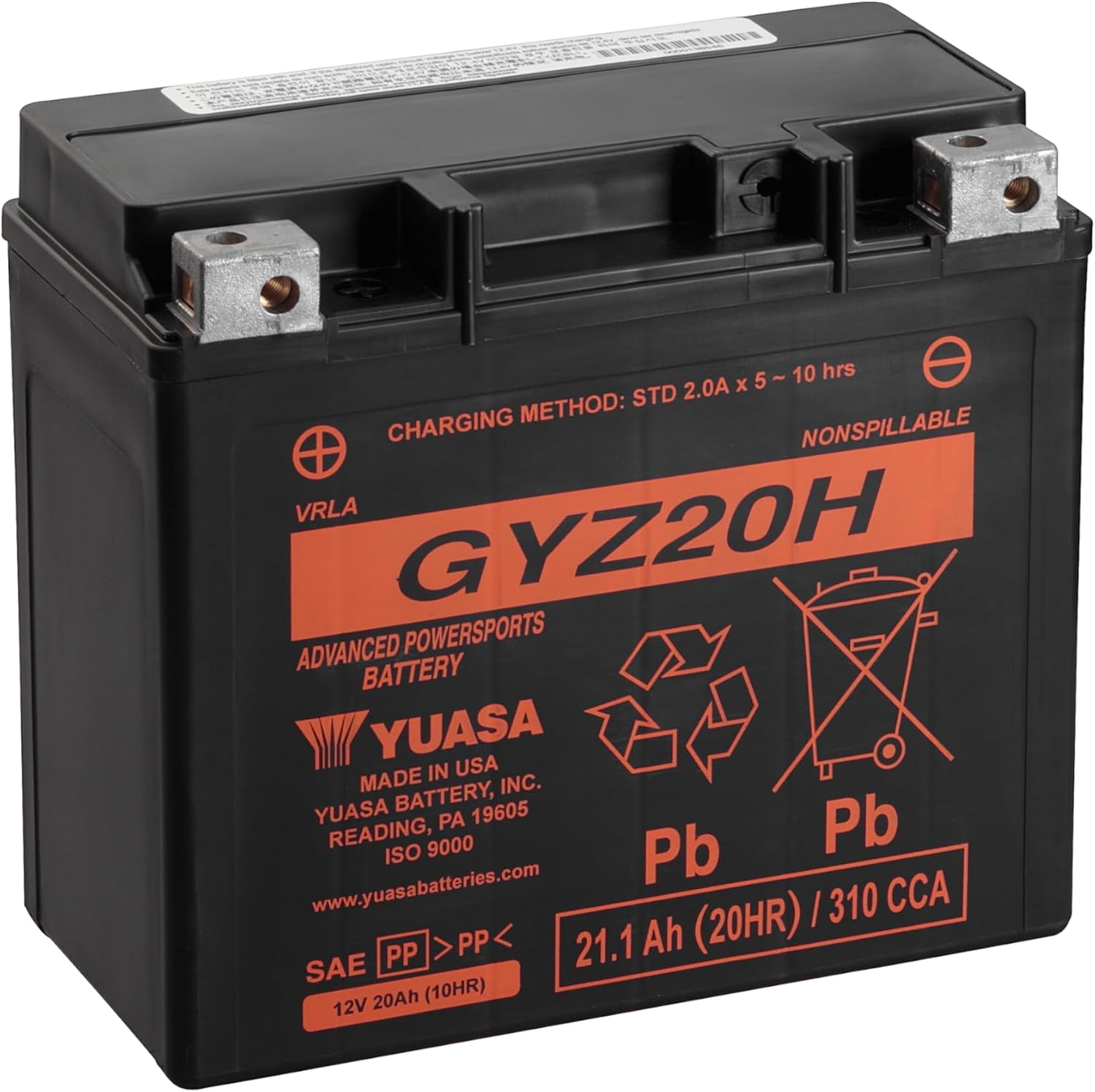 Yuasa GYZ Factory-Activated AGM Maintenance-Free Battery GYZ20HL