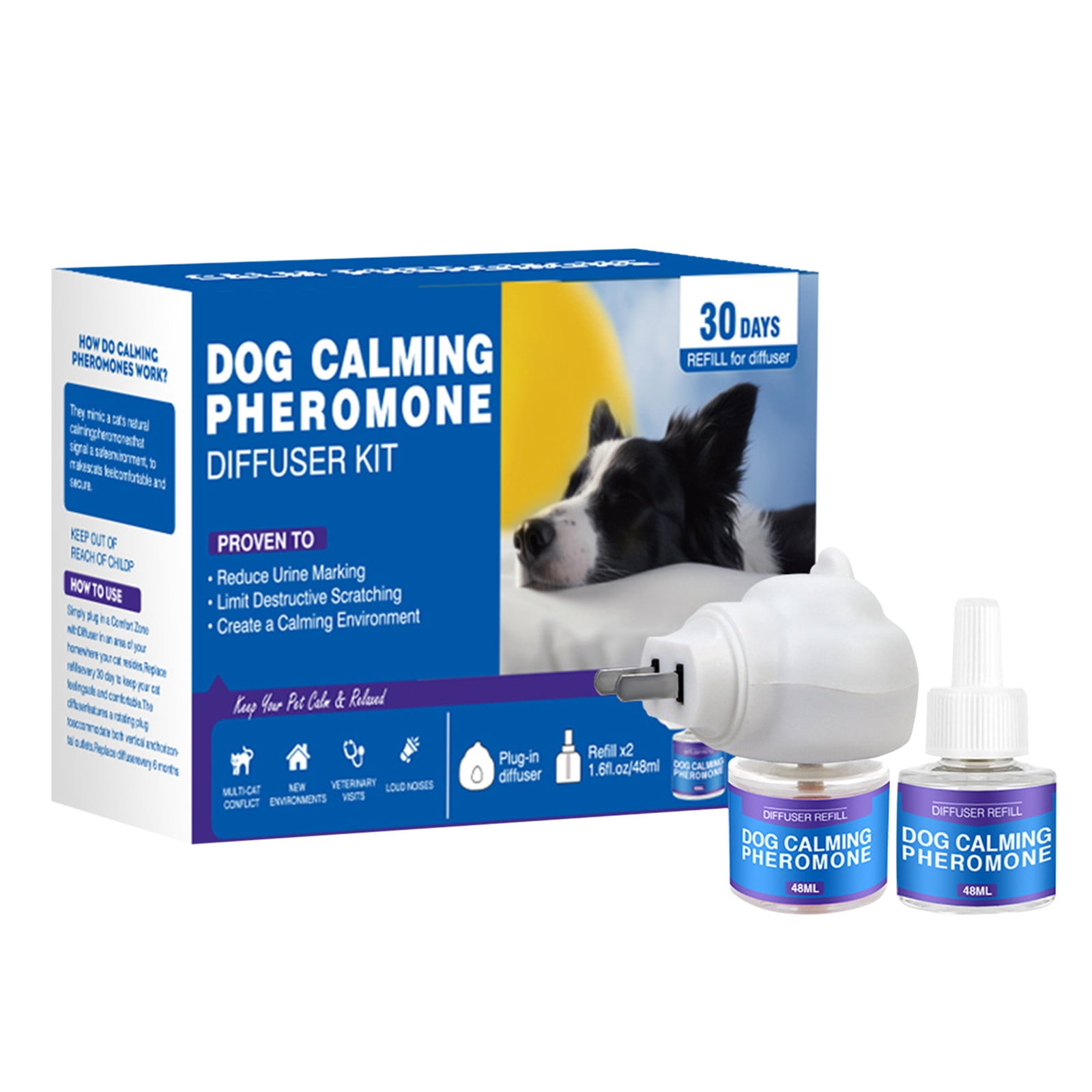 Yubatuo 1*Dogs Calming Diffuser + 2*48ml Refills - Dog Pheromones ...