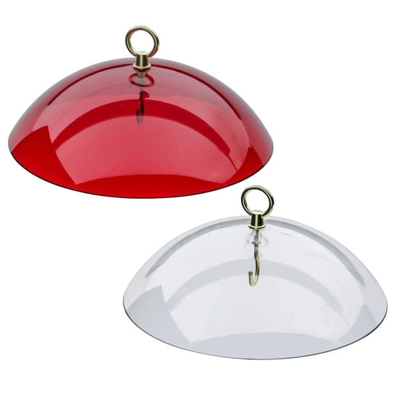 Yubatuo 2 Pcs Bird Feeders Protective Cover Rain Protective Cover Bird Feeder Dome Anti-Squirrel Baffle Clear Protective Cover for Hanging Bird Feeders Outdoor Garden,Red,Clear