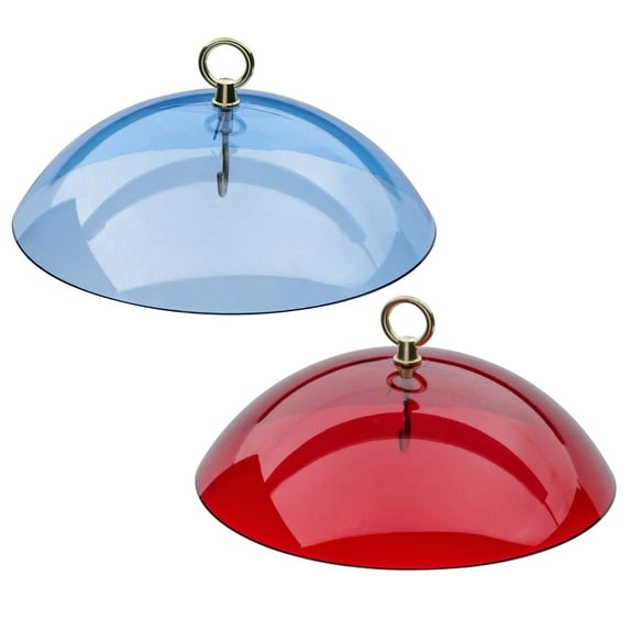 Yubatuo 2 Pcs Bird Feeders Protective Cover Rain Protective Cover Bird Feeder Dome Anti-Squirrel Baffle Clear Protective Cover for Hanging Bird Feeders Outdoor Garden,Blue,Red