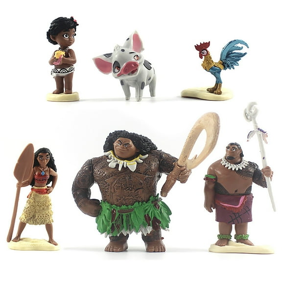 Yubatuo 6-Piece Moana Character Cake Topper Set, 3.5-Inch Figurine Cake Decorations, Versatile Desktop Ornaments & Party Favors, Ideal for Enhancing Themed Birthday Cakes and Party Decorations