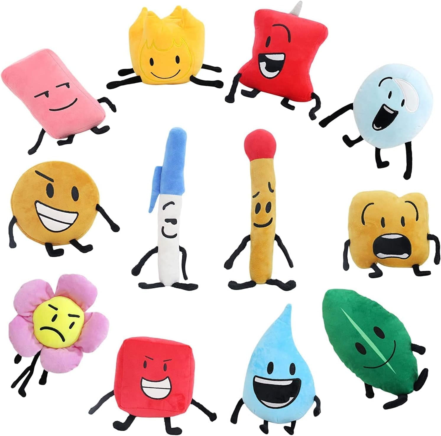 Yubatuo Bfdi Plush Doll, 12Pcs Anime Battle for Island Character Cute Plush Toy, Bfdi Plushies Soft Stuffed Animals Toys for Kids