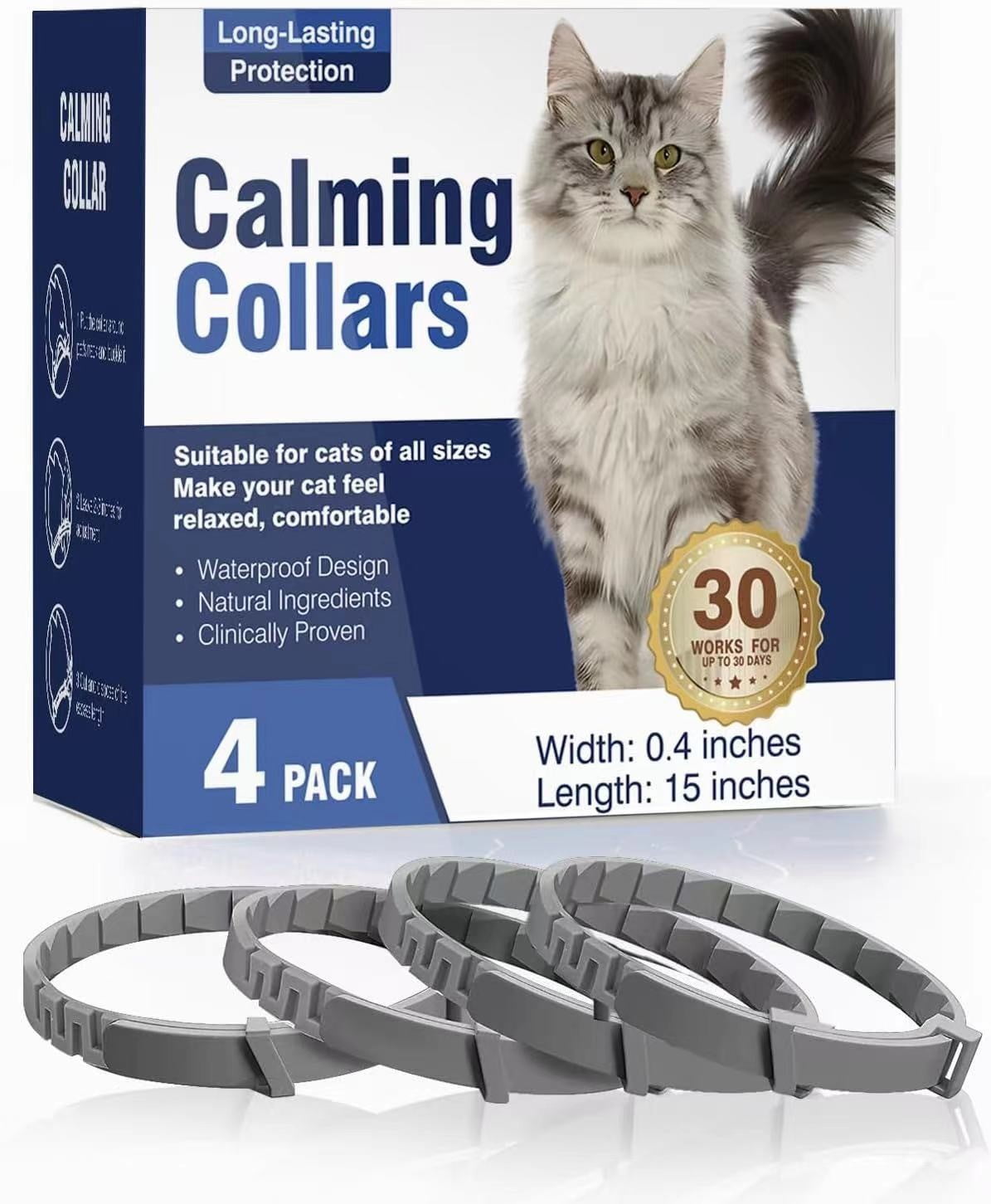 Yubatuo Cat Collar Set of 4, 24.4" Each, Featuring Calming Pheromone ...