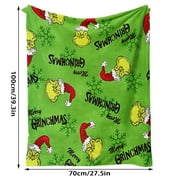 Yubatuo Green Monster Christmas Grinch Decorations Mat Christmas Blanket Green Super Soft Flannel Fleece Christmas Decoration Throw Blanket for Xmas Gift, Warm, Breathable, Lightweight Comfortable