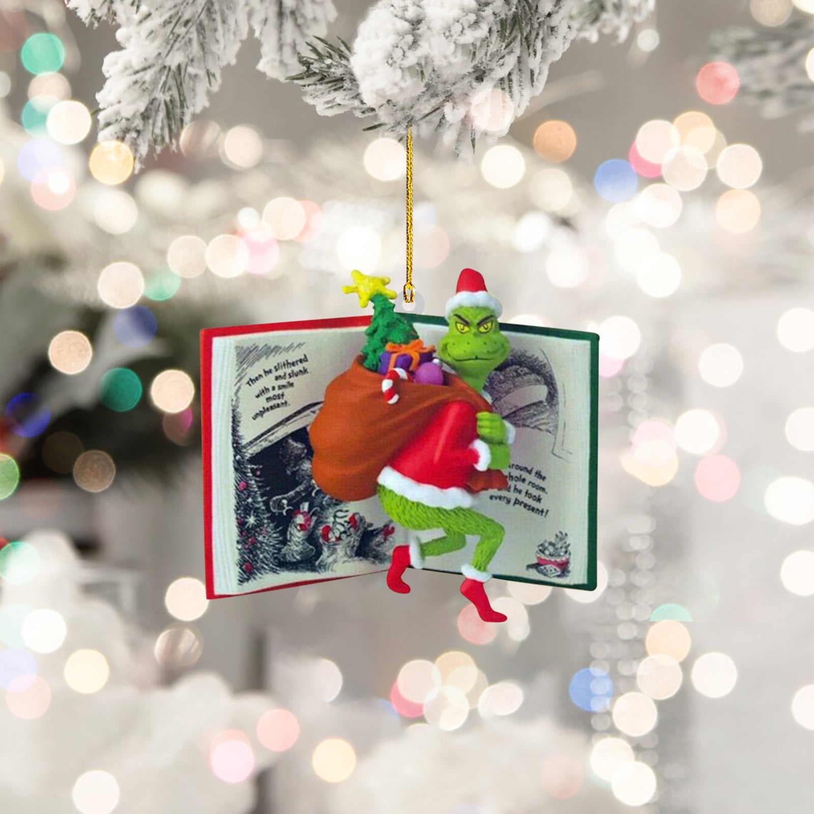 Christmas Decorations - the Grinch Christmas Decorations, Stole Acrylic  Pendant Tree Decoration, 1PC Decoration How The Stole with Present Ornament