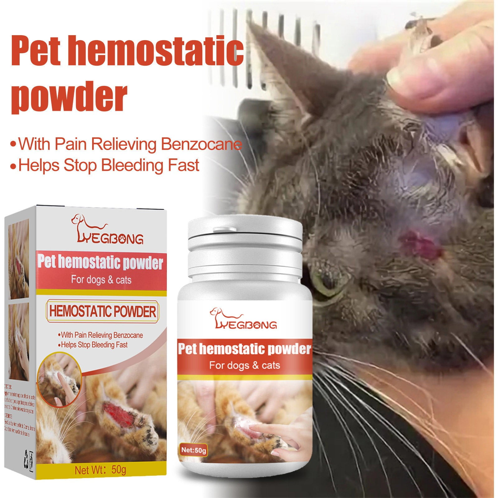 Yubatuo Pet Supplies Fast-Acting Blood Stop Powder for Pets, Styptic Powder for Dogs and Cats and Quick Stop Bleeding Powder for Dog Nail Clipping, Grooming, Cuts and More