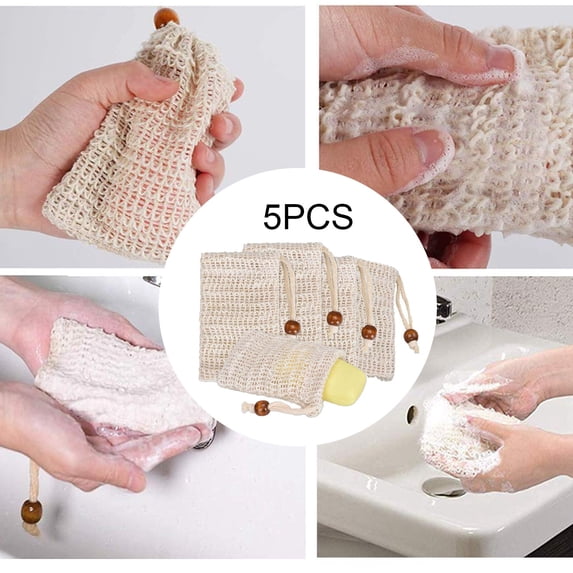 Yubatuo Soap Bag,Bar Soap Pouch,5 Packs Sisal Soap Saver Bags Mesh for Exfoliating, Shower ,Scrubber