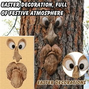 Yubatuo Tree Faces Decor Outdoor,Tree Face Outdoor Statues Old Man Tree Hugger Bark Ghost Face Facial Features Decoration Funny Yard Art Garden Decorations for Easter Creative Props