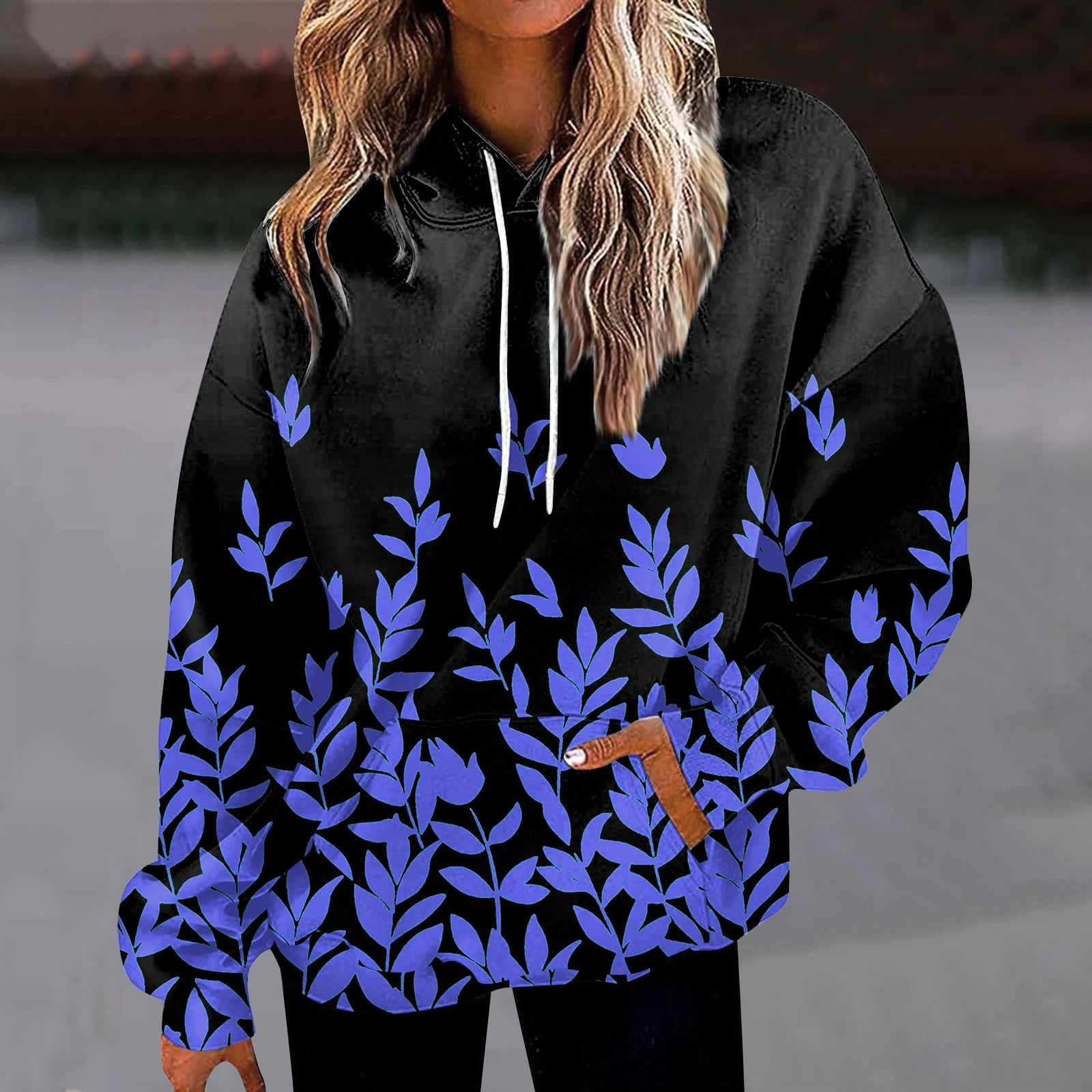 Hoodie Royal Blue- Womans Print