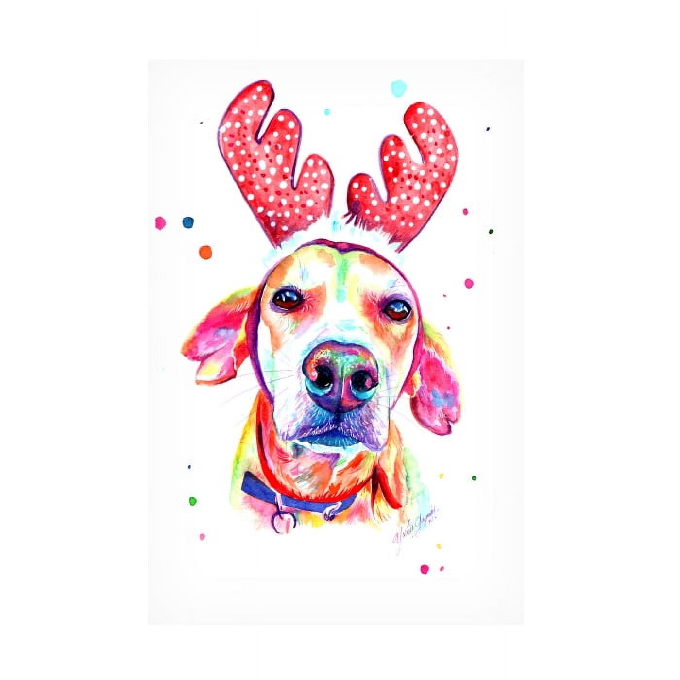 Yubis Guzman 'Dog At Christmas' Canvas Art