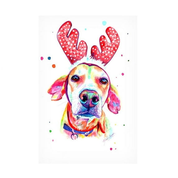 Yubis Guzman 'Dog At Christmas' Canvas Art