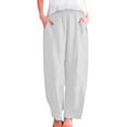 thumbnail image 1 of Yubnlvae 2025 Cotton Casual Pants - Spring/Autumn Women's Trousers (Outer Pockets, Leg-Lengthening Fit) White 3XL, 1 of 8