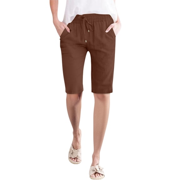 Yubnlvae 2025 High Waist Linen Pants - Summer Wide Leg Cropped Trousers - Lightweight Breathable Palazzo Pants (S-XXXL) (Coffee | L)