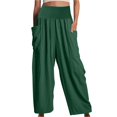 thumbnail image 1 of Yubnlvae 2025 Women's High Waist Linen Beach Pants Wide Leg Harem Trousers with Pockets | Folk Style Casual & Vacation Style, Green1, Xl, 1 of 9