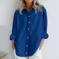 thumbnail image 1 of Yubnlvae 2025 Women's Long Sleeve Linen Shirt Loose Fit Casual Blouse | Minimalist Office & Fall Layering Piece, Dark Blue, Xxl, 1 of 6