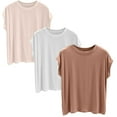 thumbnail image 1 of Yubnlvae 3-Pack Modal Basic Tees - Women's Soft Crew Neck Short Sleeve Shirts (Breathable Everyday Wear | Lightweight Comfort) (K | M), 1 of 9