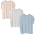 thumbnail image 1 of Yubnlvae 3-Pack Modal Basic Tees - Women's Soft Crew Neck Short Sleeve Shirts (Breathable Everyday Wear | Lightweight Comfort) (L | XXL), 1 of 9