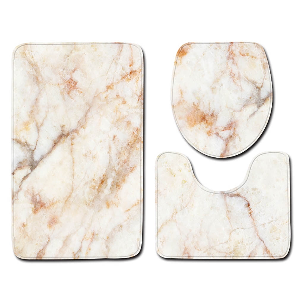 Yubnlvae 3 Pieces Non Slip Bathroom Rugs, Marble Bath Rug for Bathroom ...