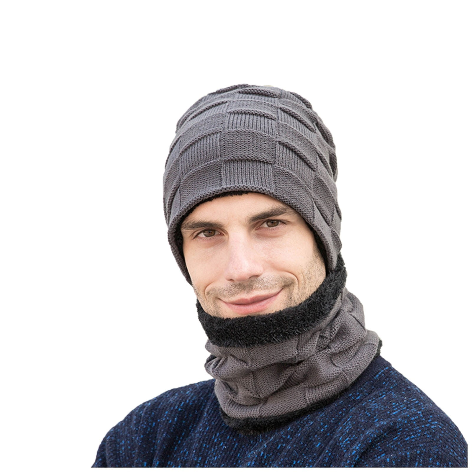 Yubnlvae 3Pcs/Set Men's Winter Knitted Fleece Windproof Hat Scarf Gloves ThreePiece Winter