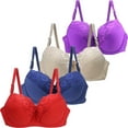 thumbnail image 1 of Yubnlvae 4-Pack Plus Size Lace Underwire Bras - Sexy Push-Up Lingerie 34-44 B-Dd Cup Watermelon Red, 90D, 1 of 2
