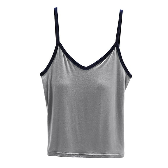 Yubnlvae Adjustable Shelf Bra Tank Tops - Women's Yoga & Workout Camisoles (Seamless Layering, Padded Support) Gray 1 XL