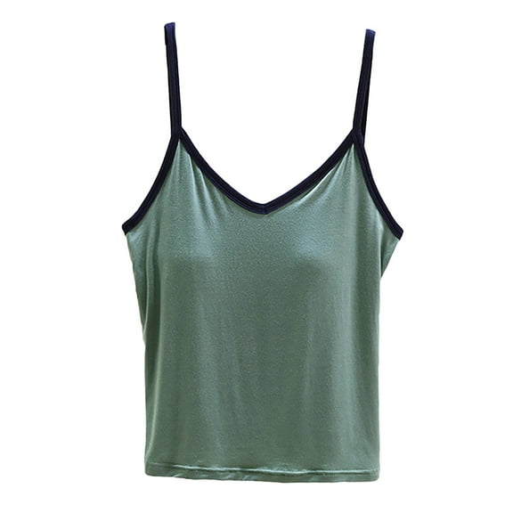 Yubnlvae Adjustable Shelf Bra Tank Tops - Women's Yoga & Workout Camisoles (Seamless Layering, Padded Support) Green XL