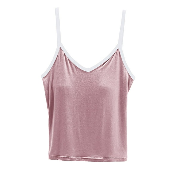 Yubnlvae Adjustable Shelf Bra Tank Tops - Women's Yoga & Workout Camisoles (Seamless Layering, Padded Support) Pink XXL