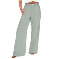 thumbnail image 1 of Yubnlvae Baggy Cargo Joggers - Women's Elastic Waist Hiking Pants (Wide Leg Sweatpants, Outdoor & Streetwear) Grey L, 1 of 6