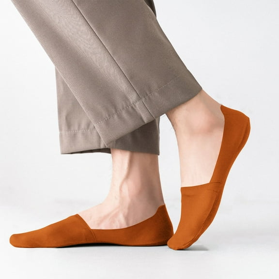 Yubnlvae Bamboo Fiber No-Slip Invisible Socks for Women - Seamless Ankle Socks for Sneakers Daily Wear (Breathable & Anti-Slide) Under 5$, Orange, M