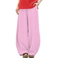 thumbnail image 1 of Yubnlvae Bamboo Linen Elastic Waist Pants - Women's Summer Loose Fit Breathable Trousers, Casual Wide Leg Comfortable Cropped Pants (Pink | M), 1 of 9