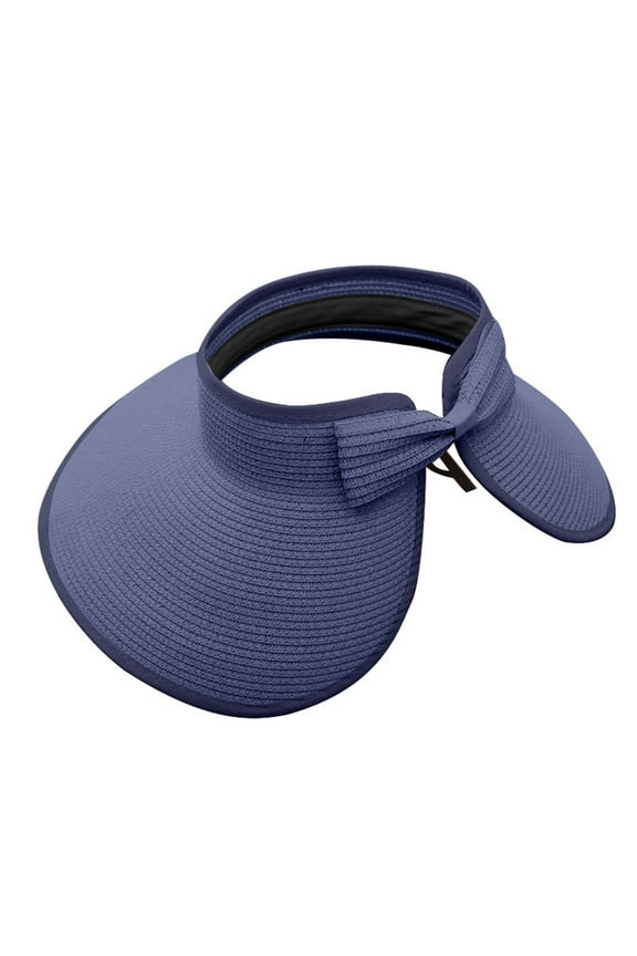 Big Sales Sun Visor Hats for Women Wide Brim Straw Visors Womens Foldable Beach Visors Summer Roll Up Beach Hat Navy