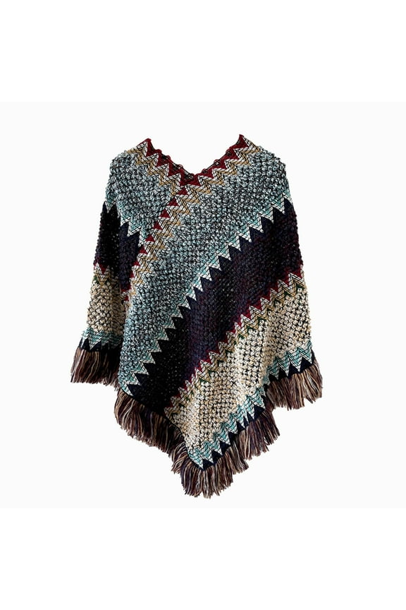 Boho Crochet Poncho Cape – Lightweight Festival Shawl for Beach Trips, Concerts & Bonfires (Hippie Chic Gift for Yoga Moms) Clearance, Blue, One Size