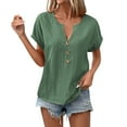 thumbnail image 1 of Yubnlvae Breathable Cotton Blend Shirt Dress | Office-To-Weekend Loose Fit Tunic with Roll-Up Sleeves, Capsule Wardrobe Staple for Spring Summer Layering Green, L, 1 of 5